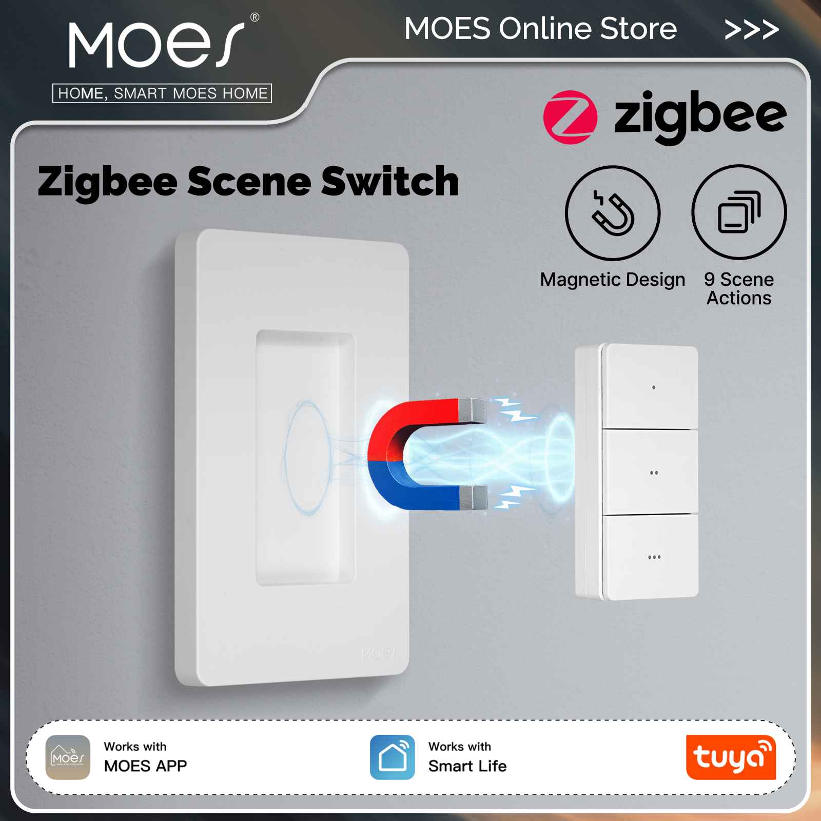 Smart Home Switch - MOES Tuya Zigbee Smart Wireless Scene