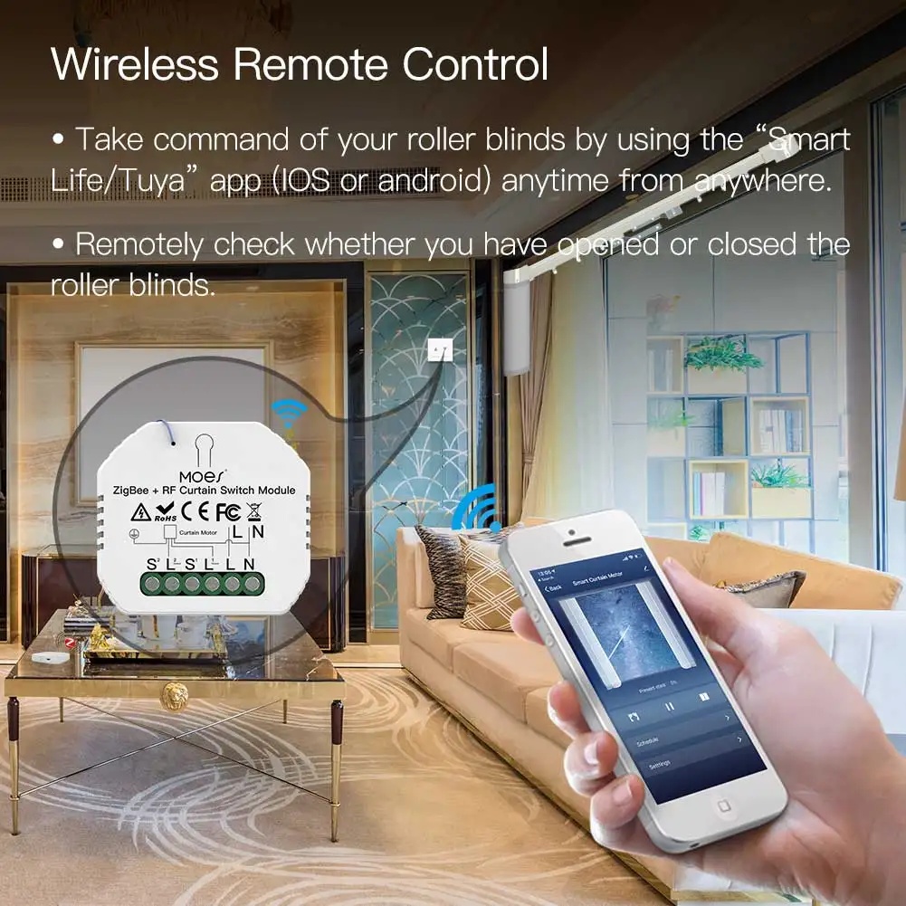 MOES ZigBee Smart RF433 Curtai - Smart Home Solution ulasan dan harga