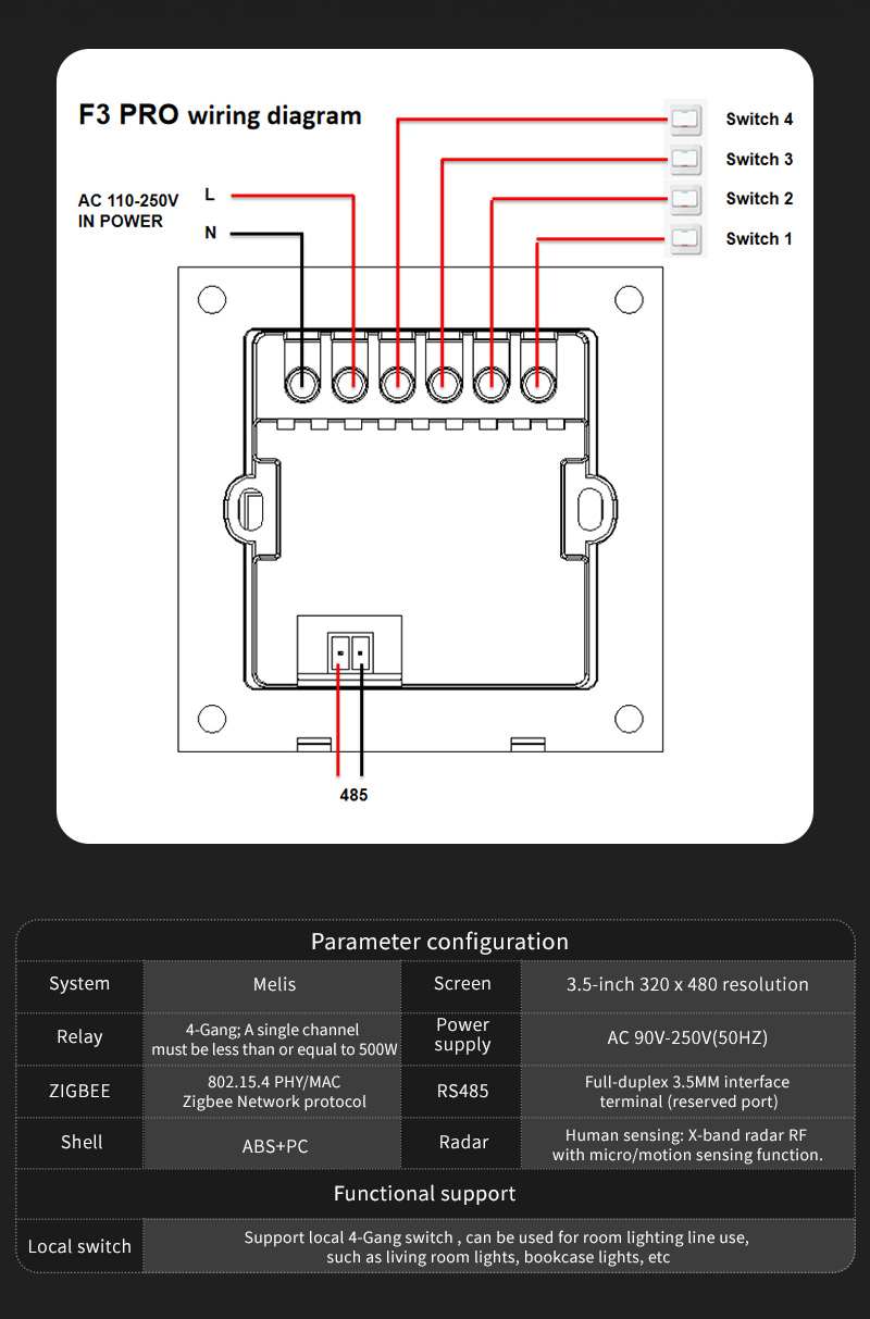 F3 Pro 3.5 Inch IPS Touch Pane - Smart Home Switch ulasan dan harga